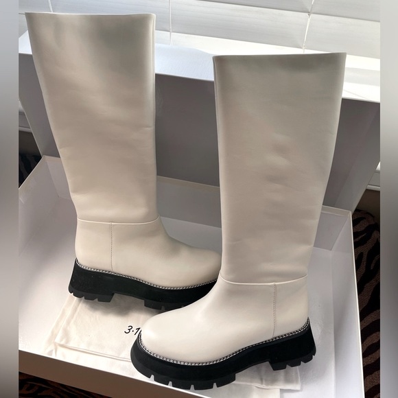 🤍NWT 3.1 Phillip Lim Kate Lug-sole Tube Boots in leather white black, 39,5 - Picture 3 of 16